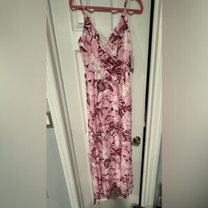 Lulu’s Sunrise in Paradise Pink Multi Tropical Print Maxi Dress